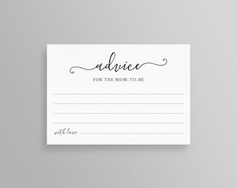 Advice Card Template, Baby Shower Games, Editable Baby Advice for Mom or Parents to be, Words of Wisdom, Printable, Instant Download #015AC