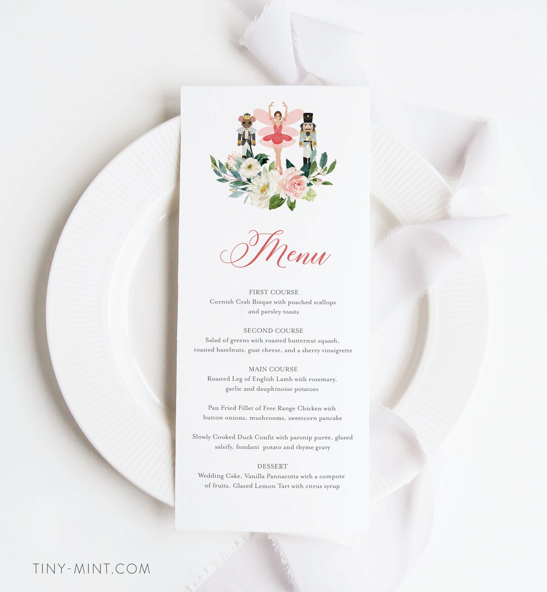 Nutcracker Menu Card Holiday Dinner Menu Template Printable Etsy