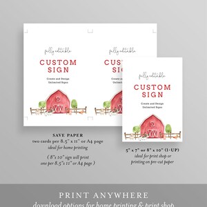 Barn Custom Sign Template, Editable Farm Animal Birthday Party Tabletop ...