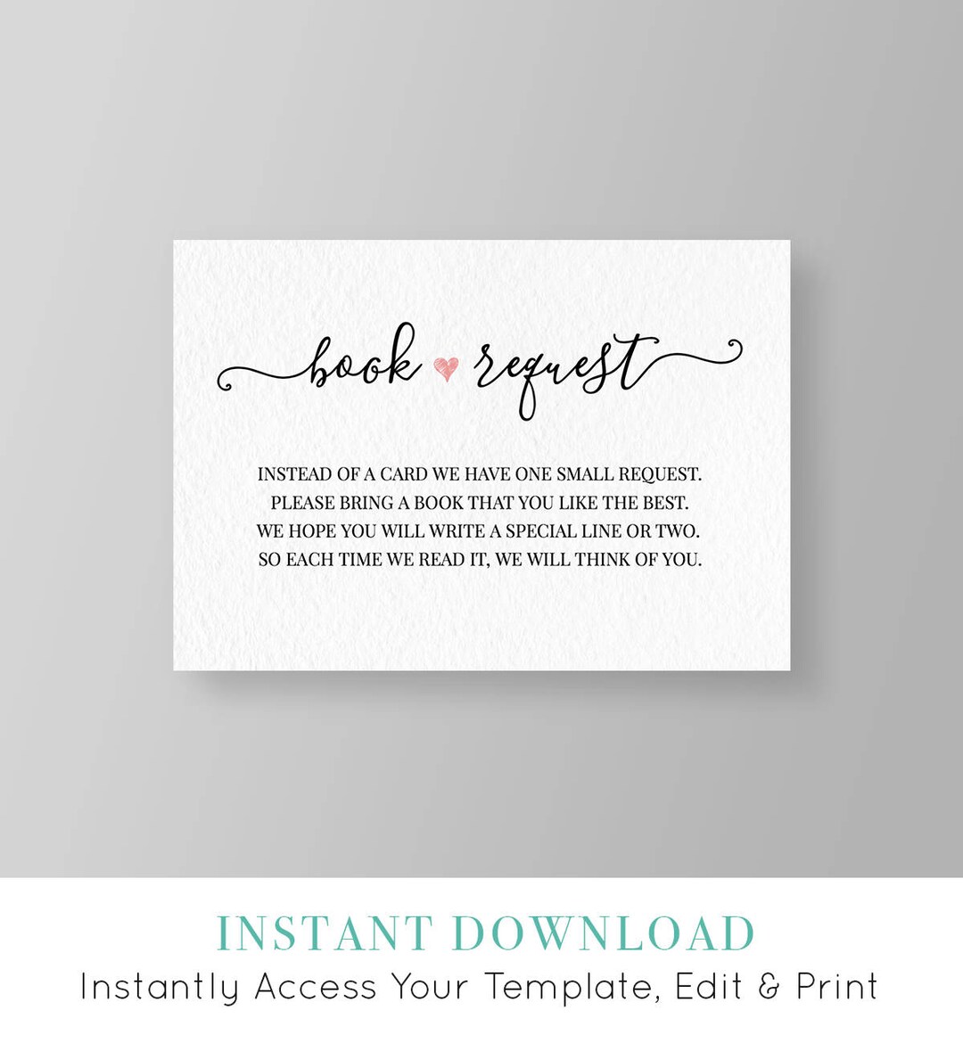 Book Request, Baby Shower Bring a Book, Baby Library, Printable Baby