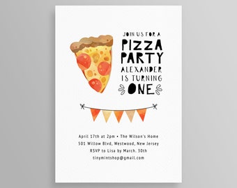 Pizza Party Invitation Template, Pizza Birthday Invite, DIY Pizza Making, 100% Editable Text, Printable, Instant Download, Templett #099BD2