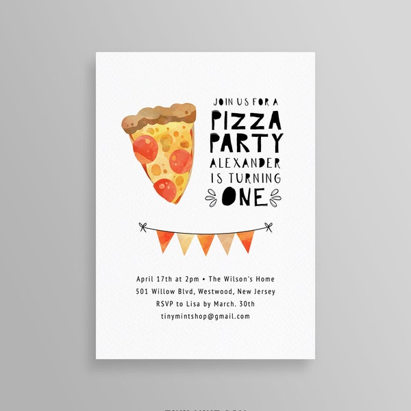 Pizza Party Invitation Template, Pizza Birthday Invite, DIY Pizza Making, 100% Editable Text, Printable, Instant Download, Templett #099BD2