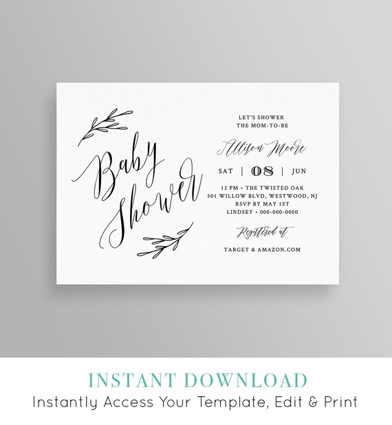 Printable Baby Shower Invitation INSTANT DOWNLOAD 100% - Etsy