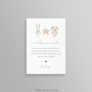 Babybijsluitkaartsjabloon, boekaanvraag, displaydouche, maak een babyshower-insert, 100% bewerkbare tekst, INSTANT DOWNLOAD #114EN