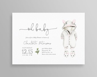 Winter Baby Shower Invitation, Oh Baby, Editable Template, Gender Neutral, Boy or Girl Baby Shower, INSTANT DOWNLOAD, Templett #114BS2
