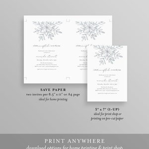 Snowflake Baby Shower Invitation Template, Winter Baby Shower, 100% Editable Text, Gender Neutral Baby Shower, INSTANT DOWNLOAD 113BS3 image 4