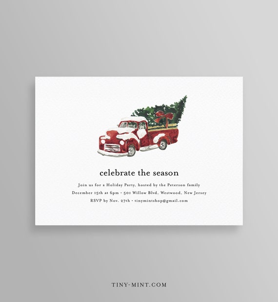 Holiday Party Invitation, Printable Christmas Dinner Invite, Christmas Tree, Editable Template, INSTANT DOWNLOAD, DIY, Templett #2019-10HP