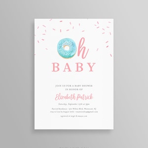Donut Baby Shower Invitation Template, Printable Baby Sprinkle Invite, Gender Neutral, Editable Text, INSTANT DOWNLOAD, Templett #083BS2