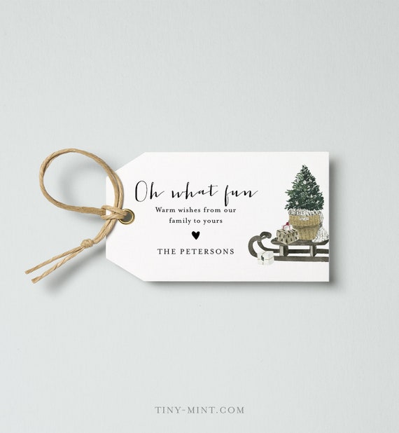 Christmas Gift Tag Template Printable Holiday Tag Sled Pine | Etsy