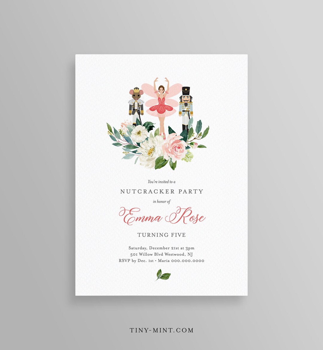 Nutcracker Birthday Party Invitation Template Ballet Birthday - Etsy