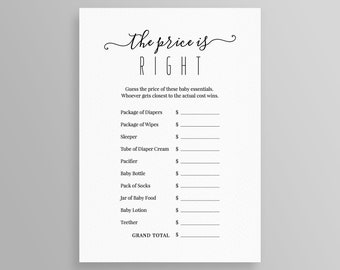 The Price is Right Baby Shower Game, 100% Editable Template, DIY Printable Gender Neutral Game, Instant Download, Templett, 5x7 #015BG02