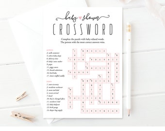 Baby Shower Crossword Puzzle | Baby Shower Games |  Printable | DIY Baby Shower Idea | Instant Download | Digital | PDF File | 5x7 | #015CW