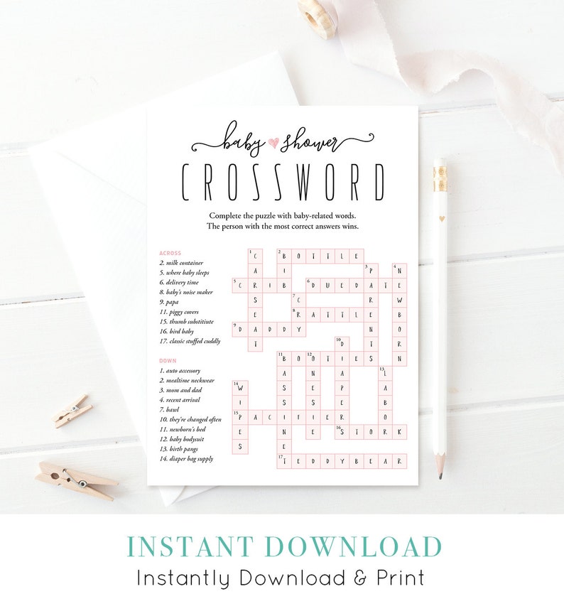 Baby Shower Crossword Puzzle Baby Shower Games Printable Etsy Baby Shower Crossword Puzzle Baby Shower Games Printable Etsy