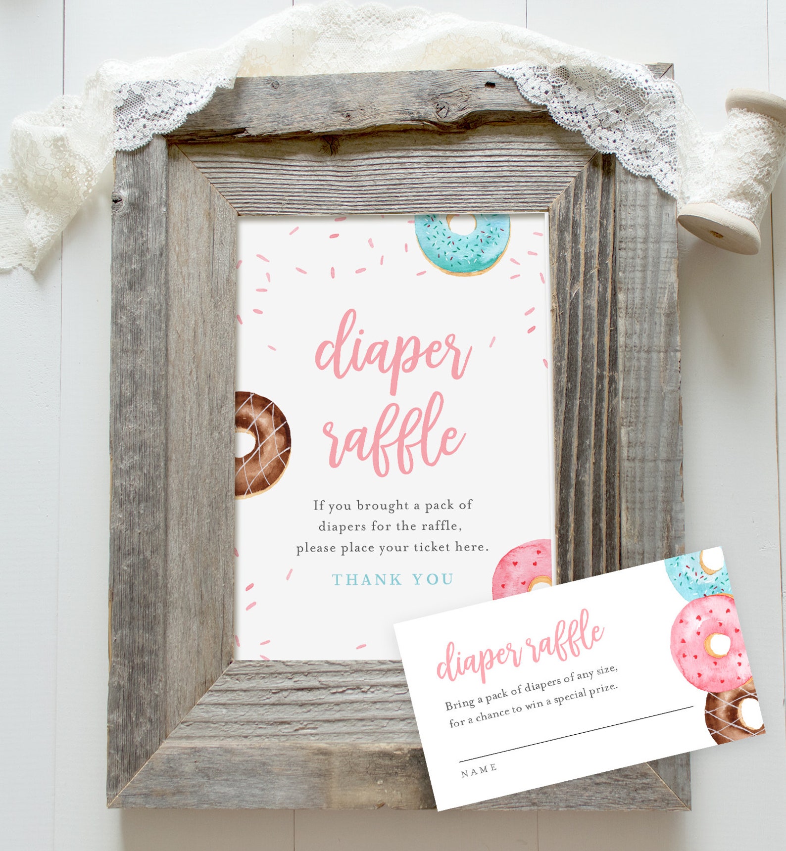 Donut Diaper Raffle Kit Baby Shower Games Printable Diaper Etsy