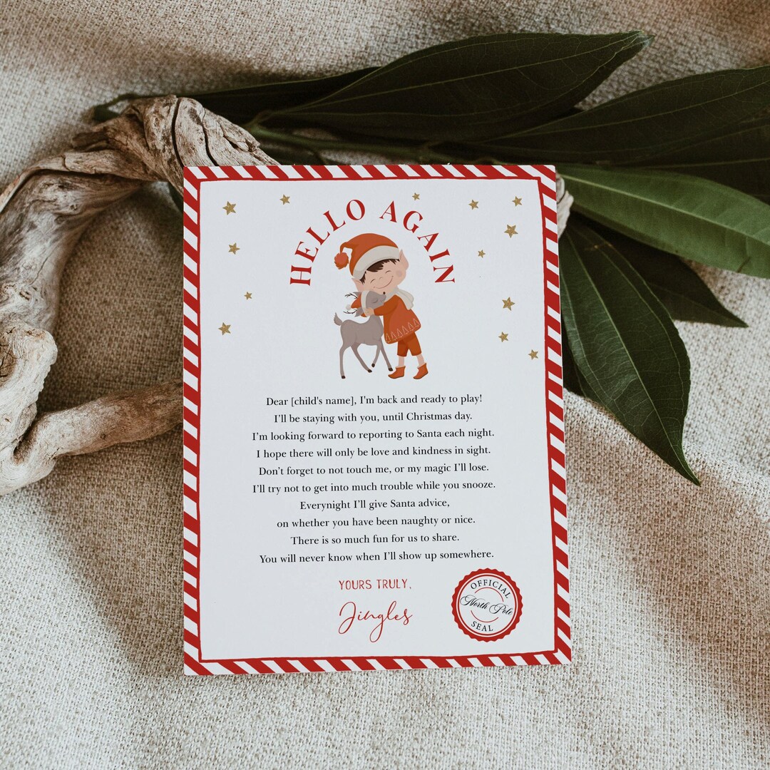 Elf Arrive Letter, Hello Note From Elf, Elf Greeting, 100 Editable