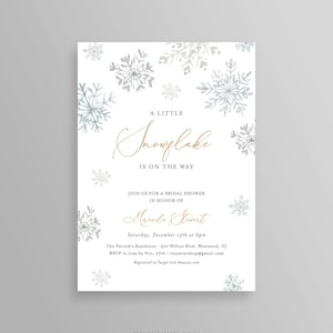 Winter Baby Shower Invitation, 100% Editable Template, A Little Snowflake Is On The Way, Boy or Girl Baby Shower, INSTANT DOWNLOAD #113BS2