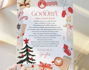 Goodbye Letter from Elf, Elf Departure Note, Farewell Elf Note, Poem, Editable Template, Instant Download, Templett, 8.5x11 #LFE14