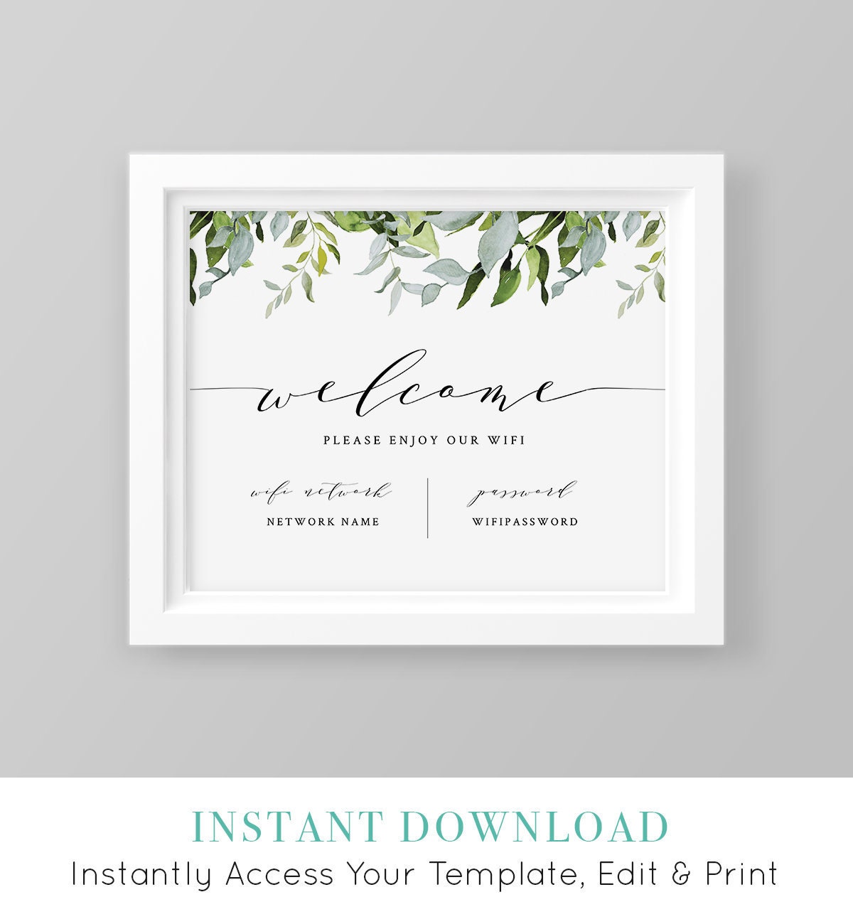 wifi-sign-template-printable-wifi-password-welcome-guest-room-internet-sign-100-editable-instant-download-templett-5x7-8x10-103wf-etsy for Free Printable Guest Room Signs Wifi Sign Template, Printable Wifi Password, Welcome Guest Room Internet Sign, 100% Editable, INSTANT DOWNLOAD, Templett, 5x7, 8x10 #103WF - Etsy for Free Printable Guest Room Signs