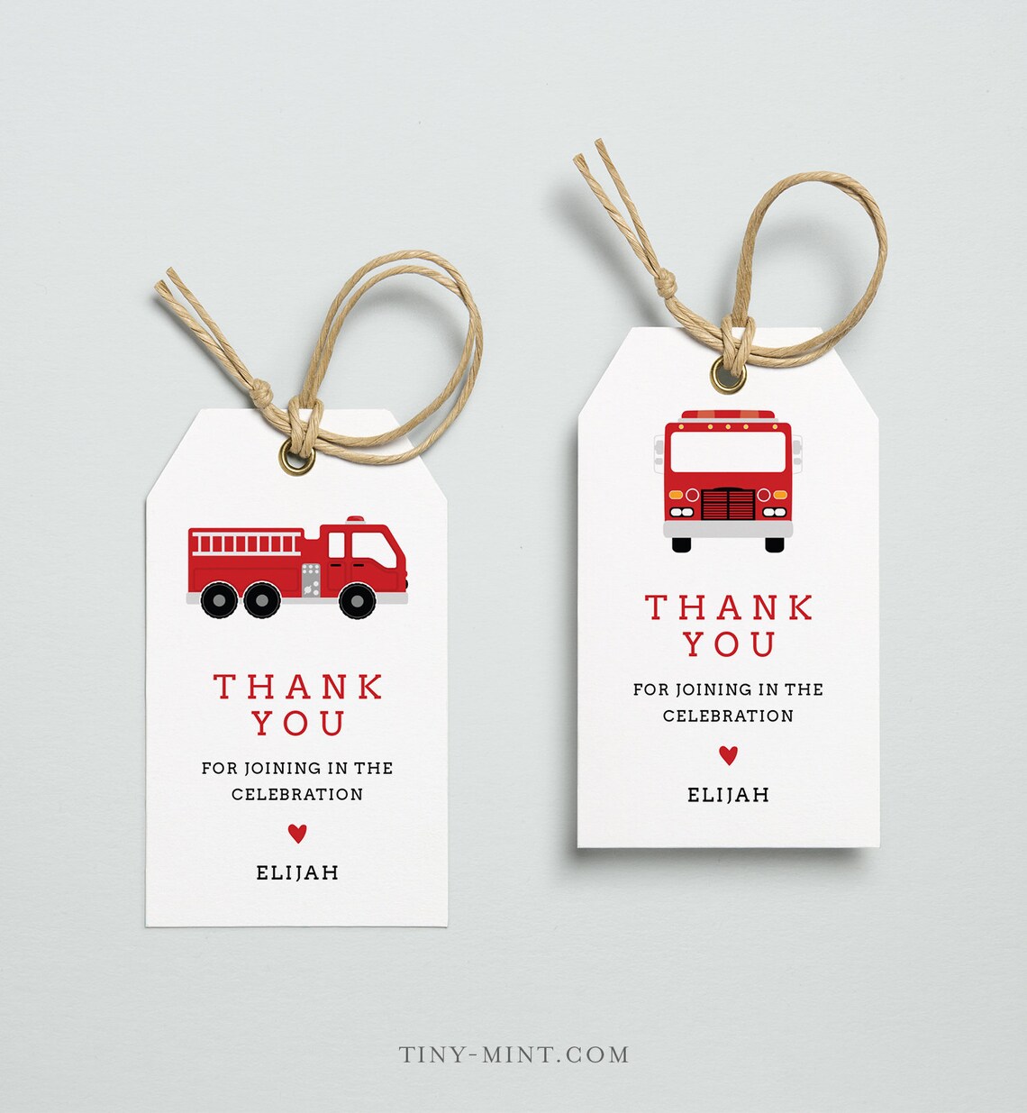 Firetruck Favor Tag Template Fireman Birthday Party Thank You | Etsy