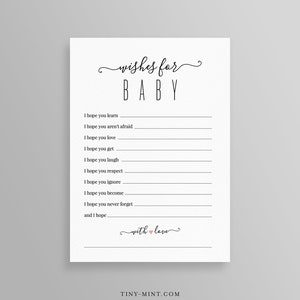 Wünsche für Baby Karte, Baby Shower Spiele, Baby Shower Advice Karte, geschlechtsneutral, bearbeitbar, druckbar, Instant Download, Templett #015WFB