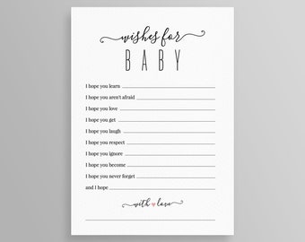 Wishes for Baby Card, Baby Shower Games, Baby Shower Advice Card, Gender Neutral, Editable, Printable, Instant Download, Templett  #015WFB