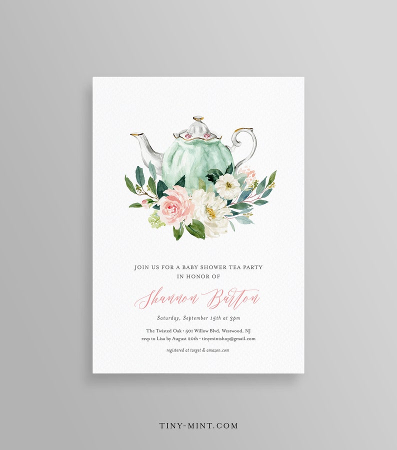 Tea Party Baby Shower Invitation Printable Baby Brunch Etsy