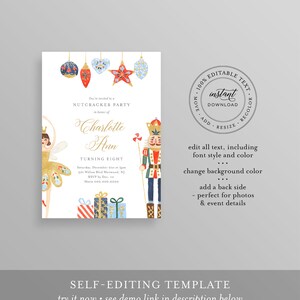 Nutcracker Birthday Party Invitation Template, Nutcracker Holiday ...