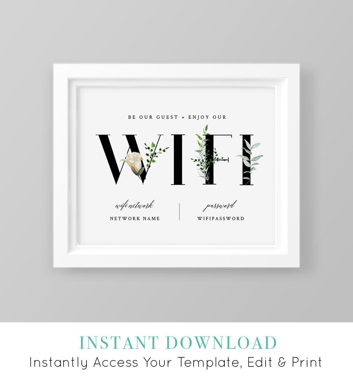 WIFI Sign Printable INSTANT DOWNLOAD Editable Template Wifi | Etsy
