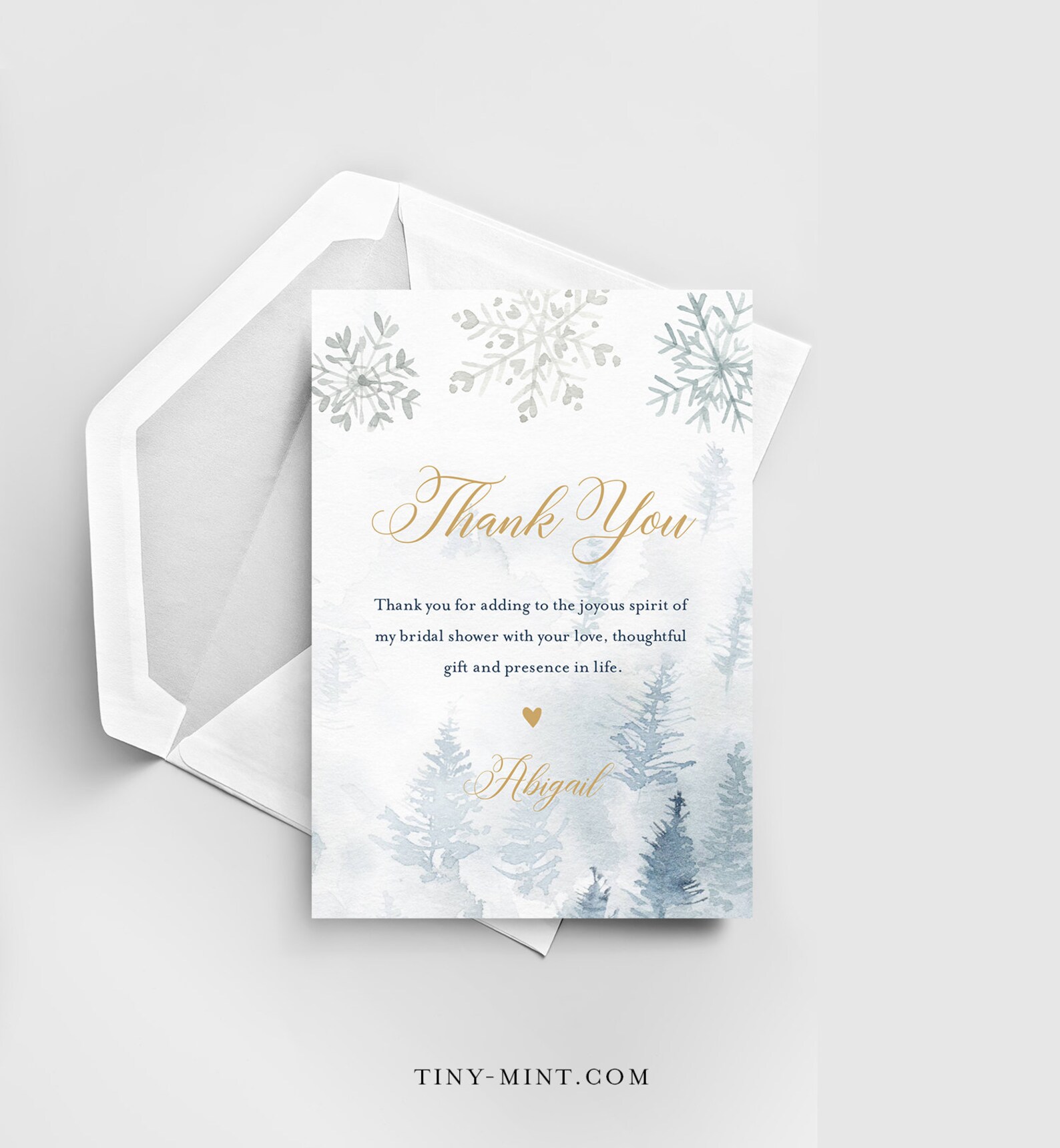 Winter Thank You Card Template Printable Snowflake Note - Etsy