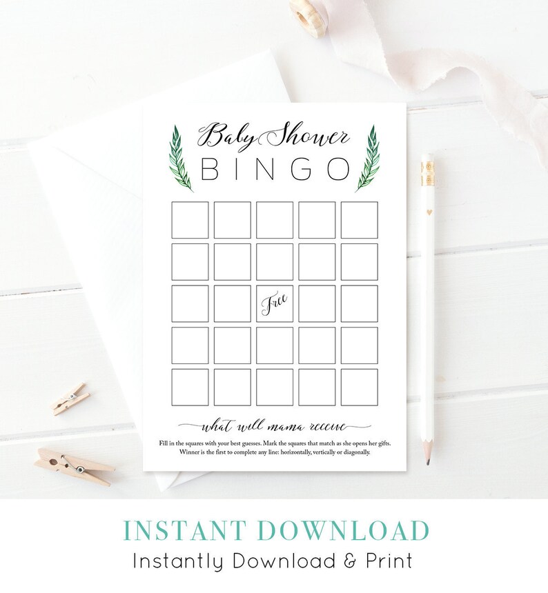 Bingo Card Printable Baby Shower Games Ideas Bingo Game Etsy