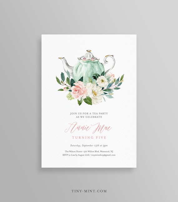 Tea Party Birthday Invitation Template Printable Girls - Etsy