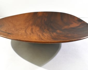 Cuenco biomórfico vintage de nogal torneado, firmado por Lothar Baumann, Escuela de Rude Osolnik. Envío gratuito.