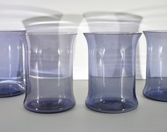 Super Rare 1984 Nonfoux Hand-Blown Blue Glasses by Baldwin Guggisberg Glass Artists, Set of 4 FREE SHIPPING