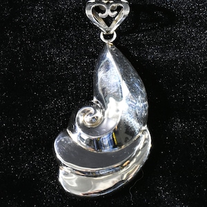 Large Vintage Electroform Sterling Silver  Scroll Pendant, Free Shipping