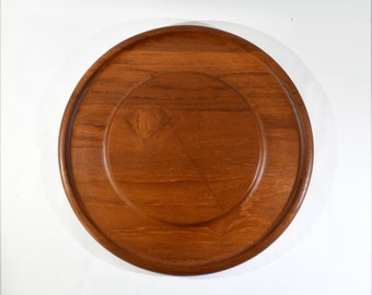MCM Solid Teak Round Kalmar Snack Tray Cheese Board 15", Free Shipping