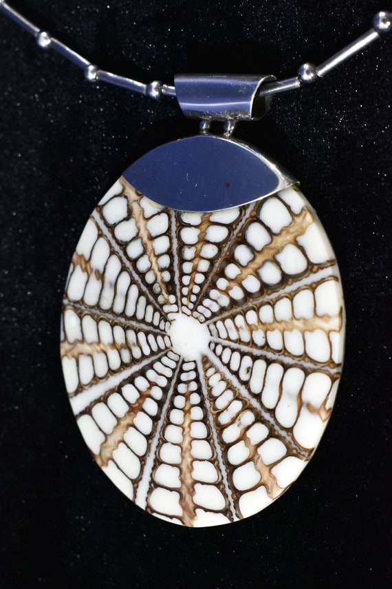 Gorgeous Vintage Sterling Silver and Shell Pendan… - image 8