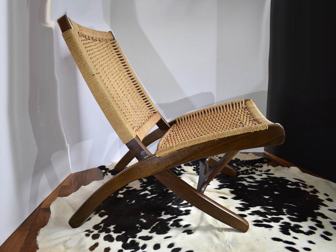 Mid Century Modern Wegner Style Folding Rope Chair Free Shipping to the Lower 48 Etsy