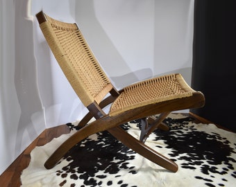 Mid Century Modern Wegner Style Folding Rope Chair, Free Shipping to the lower 48
