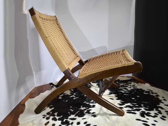 Mid Century Modern Wegner Style Folding Rope Chair Free Shipping to the Lower 48 Etsy