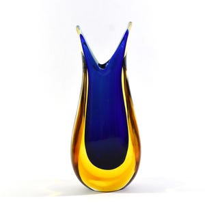 Flavio Poli ムラノガラス ヴィンテージ花瓶 ブルー H30cm Flavio Poli Vase - Etsy