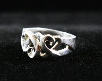 Vintage Tiffany & Co. Paloma Picasso Loving Heart Sterling Silver Ring Size 6, Free Shipping