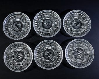 1960s Oiva Toikka Kastehelmi Dewdrop Glass Coasters, Set of 6 in original Box, Free Shipping
