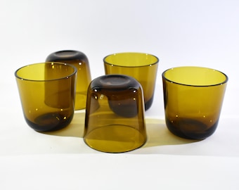 Kaj Franck Nuutajaervi Fasetti Brown Tumblers, Set of 5, Free Shipping