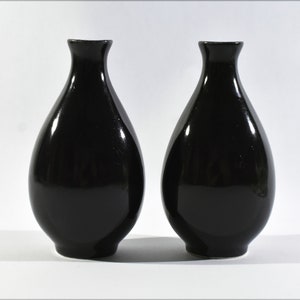 RARE Eva Zeisel Hallcraft Satin Black Salt and Pepper Shakers, Mid Century Modern, Free Shipping