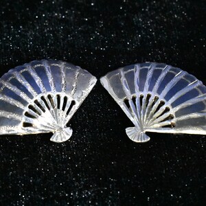 Vintage Niello Siam Sterling Silver Fan Clip-On Earrings, Free Shipping