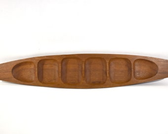 MCM or Danish Modern Teak Surfboard Appetizer Tray, Free Shipping