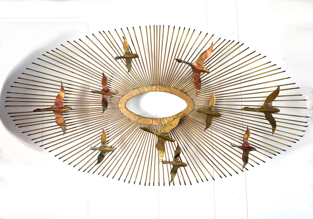 MCM Friedle Brothers Large Oval Starburst Brass Wall Hanging With