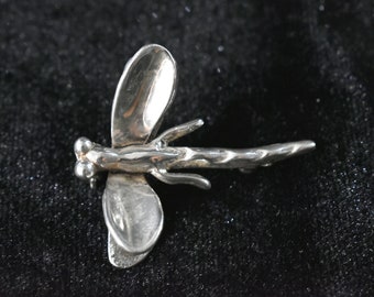Vintage Sterling Silver Dragonfly Brooch, Free Shipping