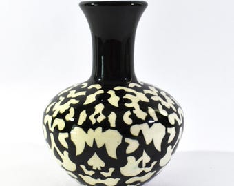 1920s Walther Stock for Velten Vordamm Black and Ivory Ceramic Vase, Free Shipping