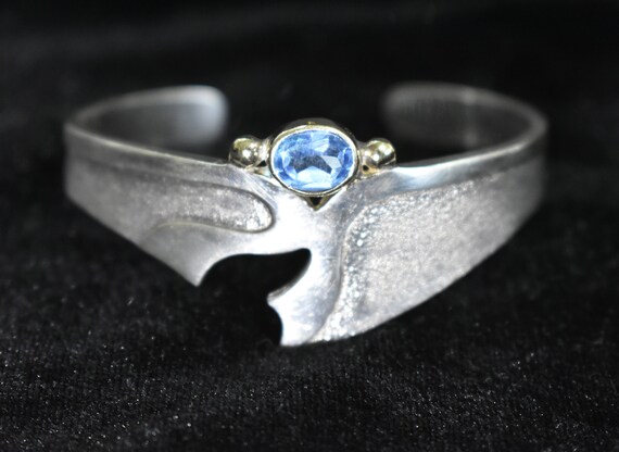 Stunning Modernist Sterling Silver and Blue Synth… - image 1